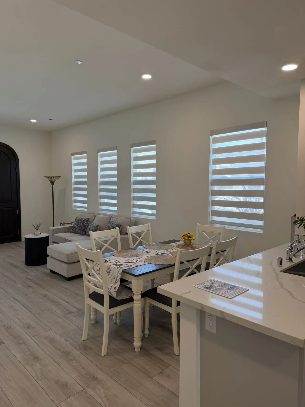 Zebra shades shown in a finished residential space